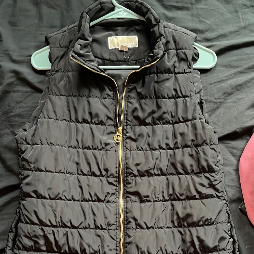 Michael Kors Black and Gold Quilted Vest
